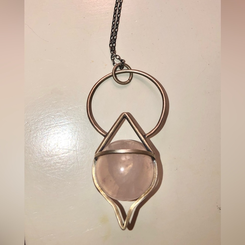 Acid Queen Rose Quartz Crystal Ball Necklace
